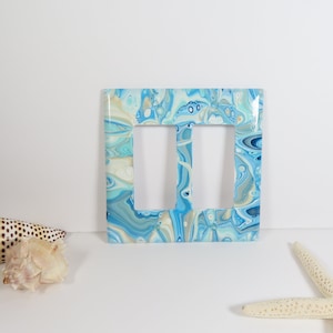 Abstract Painted Double Light Switch Cover: Rocker Style GFI