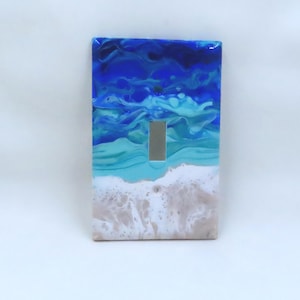 Handpainted lightswitch cover, Abstract beach switch plate, Coastal Decor