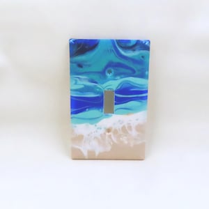 Ocean Switchplate, Painted lightswitch cover, Abstract beach single switch plate, Coastal Decor switchplate