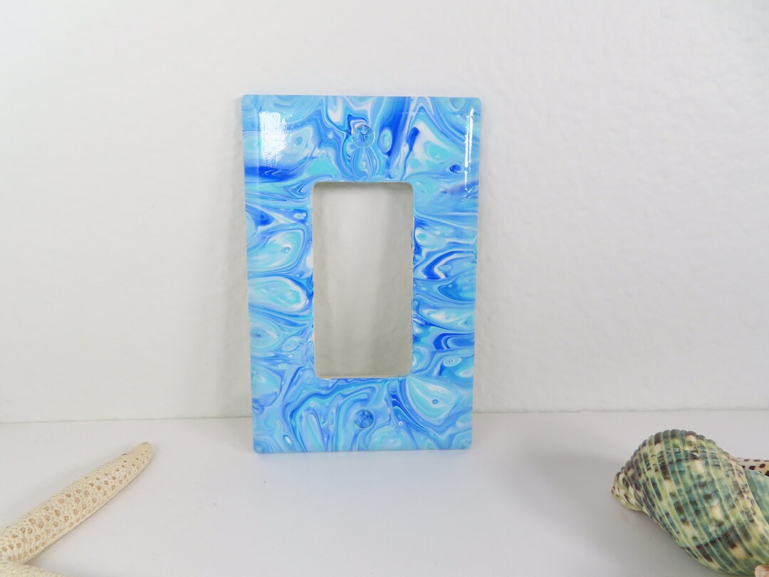 Blue Rocker Style Lightswitch Cover, GFI Outlet Cover Abstract Design ...