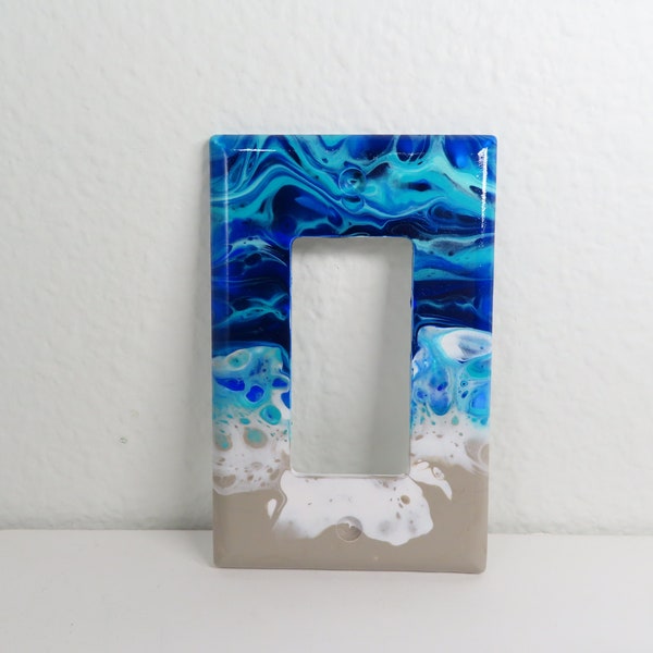 Handpainted rocker style lightswitch cover,GFI Cover, abstract beach design, Coastal Decor