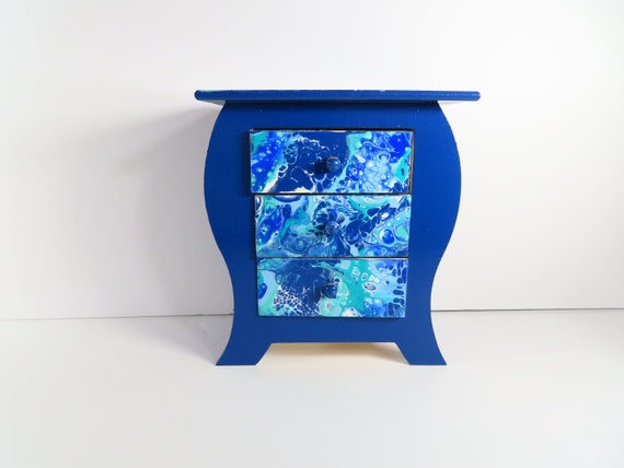 Small Tabletop Dresser Blue, Turquoise, White and Navy Blue Jewelry Box - Etsy Small Tabletop Dresser Blue, Turquoise, White and Navy Blue Jewelry Box - Etsy
