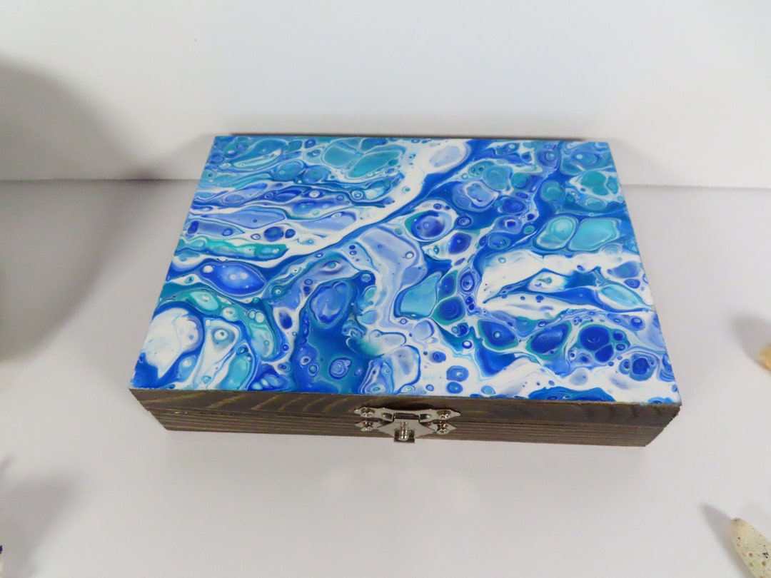 Playing Card Box Small Wood Hand Painted Gift Card Box Small Etsy