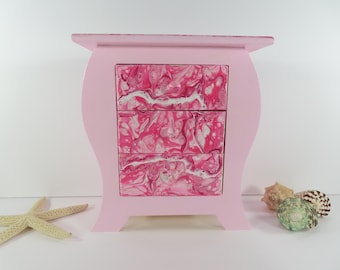 Small Tabletop Dresser Jewelry Box, Light Pink