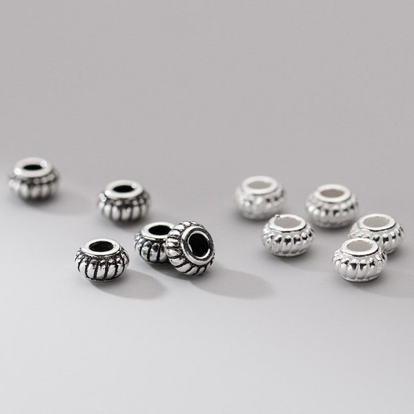 2 Pcs 925 Silver Sterling Flat Spacer Beads For Jewelry Making Bulk 5mm 925 Silver Spacer Beads Lots Wholesale Y470