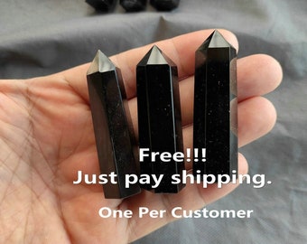 FREE! Natural Obsidian Tower Point Crystal Gemstone Tower Just Pay Shipping! One Per Customer,Give A Way, Amazing Offer