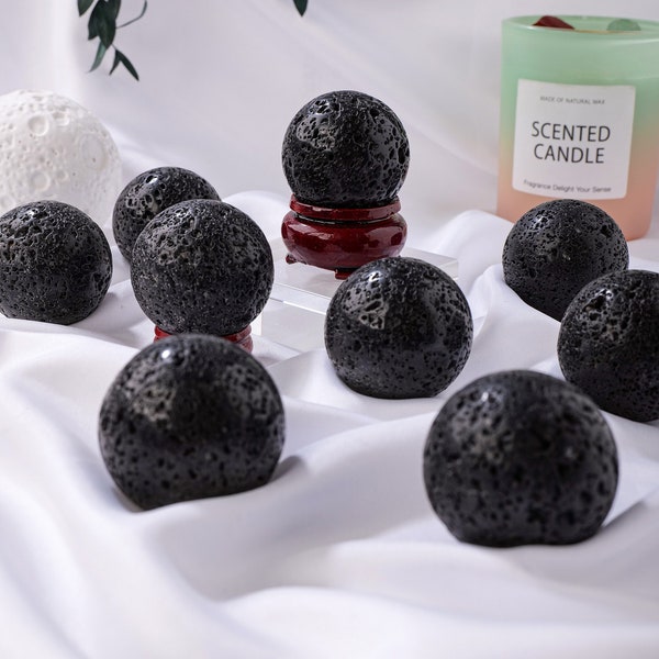 Black Lava Sphere Ball Natural Lava Stone Sphere Ball For Gift Home Decor 3560
