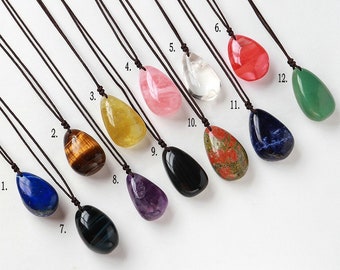 Collier en pierre de cristal et améthyste, quartz rose, lapis lazuli, oeil de tigre, collier de pierre pour femme, cadeau, guérison, gros, gros 3207