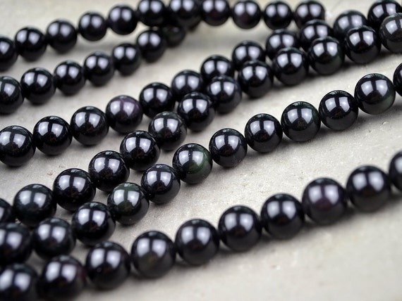 Black Obsidian Bracelet Beads Bulk