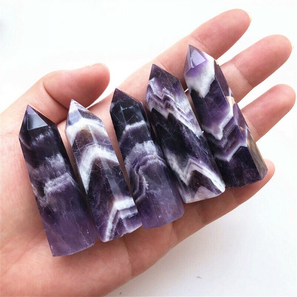 Amethyst Tower Obelisk Natural Dream Amethyst Double Terminated Crystal Point Bulk Wholesale Gemstone Tower Point Wand Healing Crystal Gift