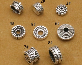 925 Sterling Silver Bead 925 silver Carved Spacer Bead 8mm Y113