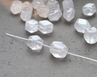 Natural Clear Quartz Beads Faceted Rock Crystal Quartz Beads Healing Stone A092
