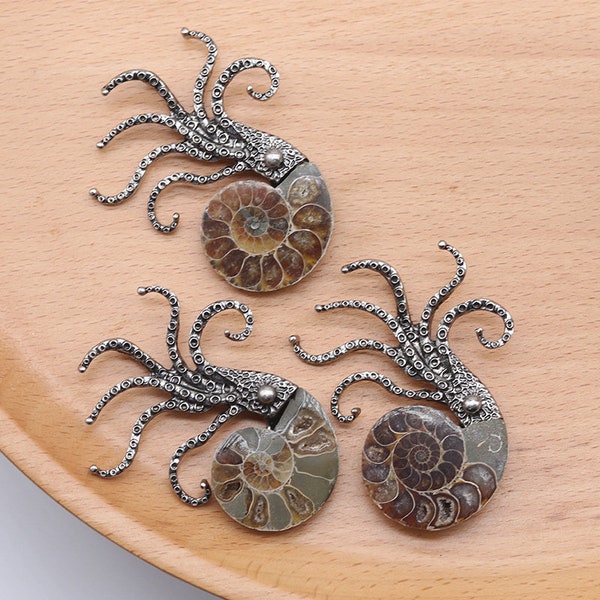 Octopus Ammonite Fossil Brooch Ammolite Brooch Pendant For Gifts Bulk Wholesale 3564