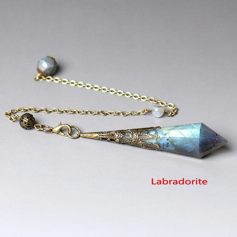 Labradorite Pendulum Natural Crystal Pendulum Clear Quartz Pendulum Rose Quartz Pendulum Dowsing Tool Divination Tool 