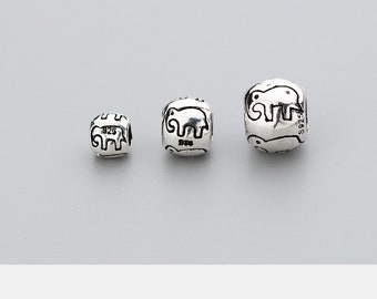 2 Pcs 925 Sterling Silver Elephant Beads Thai Silver Elephant Bead Big Hole Spacer Bead 6mm 8mm 10mm High Quality Jewelry Making Y383