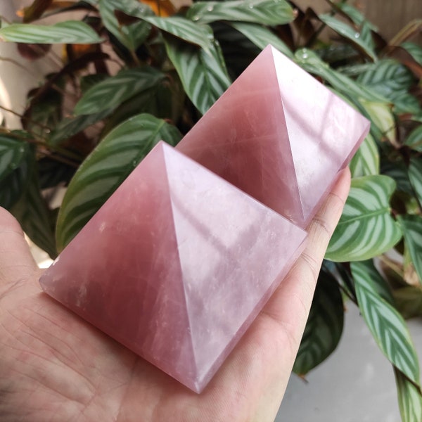 Large Rose Quartz Crystal Pyramid Natural Rose Quartz Pyramid Power Pyramid Reiki Meditation Feng Shui Healing Crystal Pyramid 3257