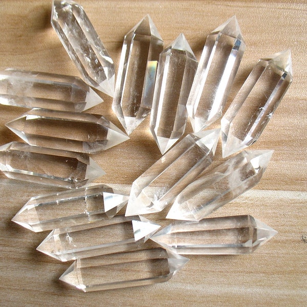 Clear Quartz Crystal Double Terminated Point Wand Bulk Wholesale Natural Clear Quartz Point Wand Tower Crystal Obelisk Healing Crystal