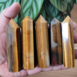 Tiger Eye Tower Obelisk Bulk Large Tiger's Eye Crystal Tower Wand Gemstone Tower Point Crystal Gift Healing Crystal Bulk Wholesale image 1