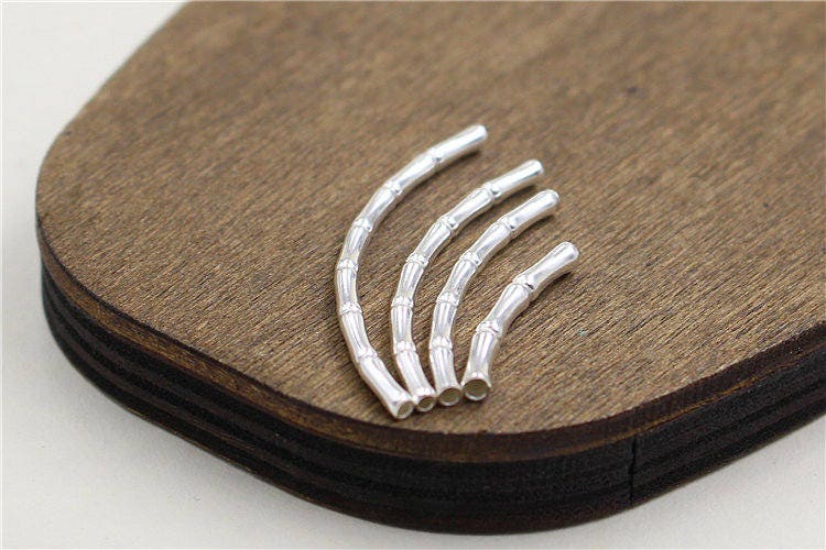 925 Sterling Silver Tube Beads Sterling Silver Bamboo Curve Etsy