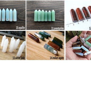 Crystal Point Pendant Assorted Crystal Point Beads Opalite Rose Quartz Agate Tiger's Eye Bullet Pendant Jewelry Making Bulk Wholesale 3456 image 2