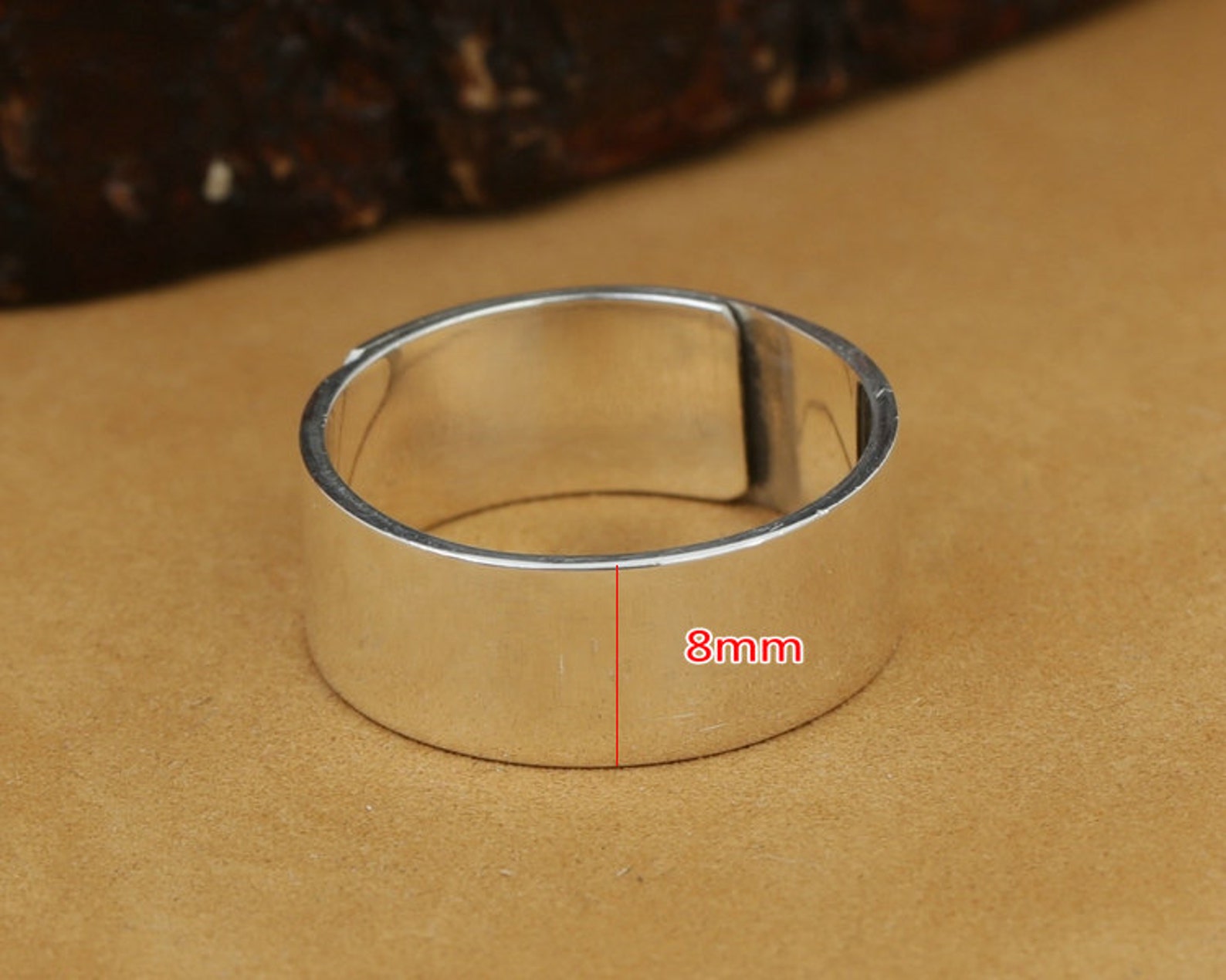 999 Silver Ring 999 Fine Silver 8mm Band Adjustable Ring High Etsy