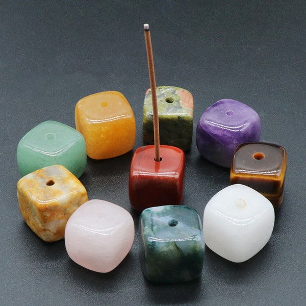 Assorted Crystal Incense Holder Crystal Incense Stick Polished Crystal Cube Stone Incense Holder Gemstone Incense Holder Bulk Wholesale 3008