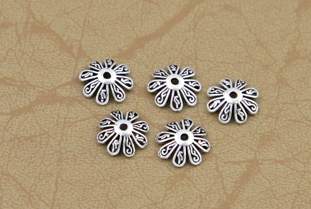 925 Sterling Silver Bead Cap 10mm Oxidized Silver Bead End Etsy