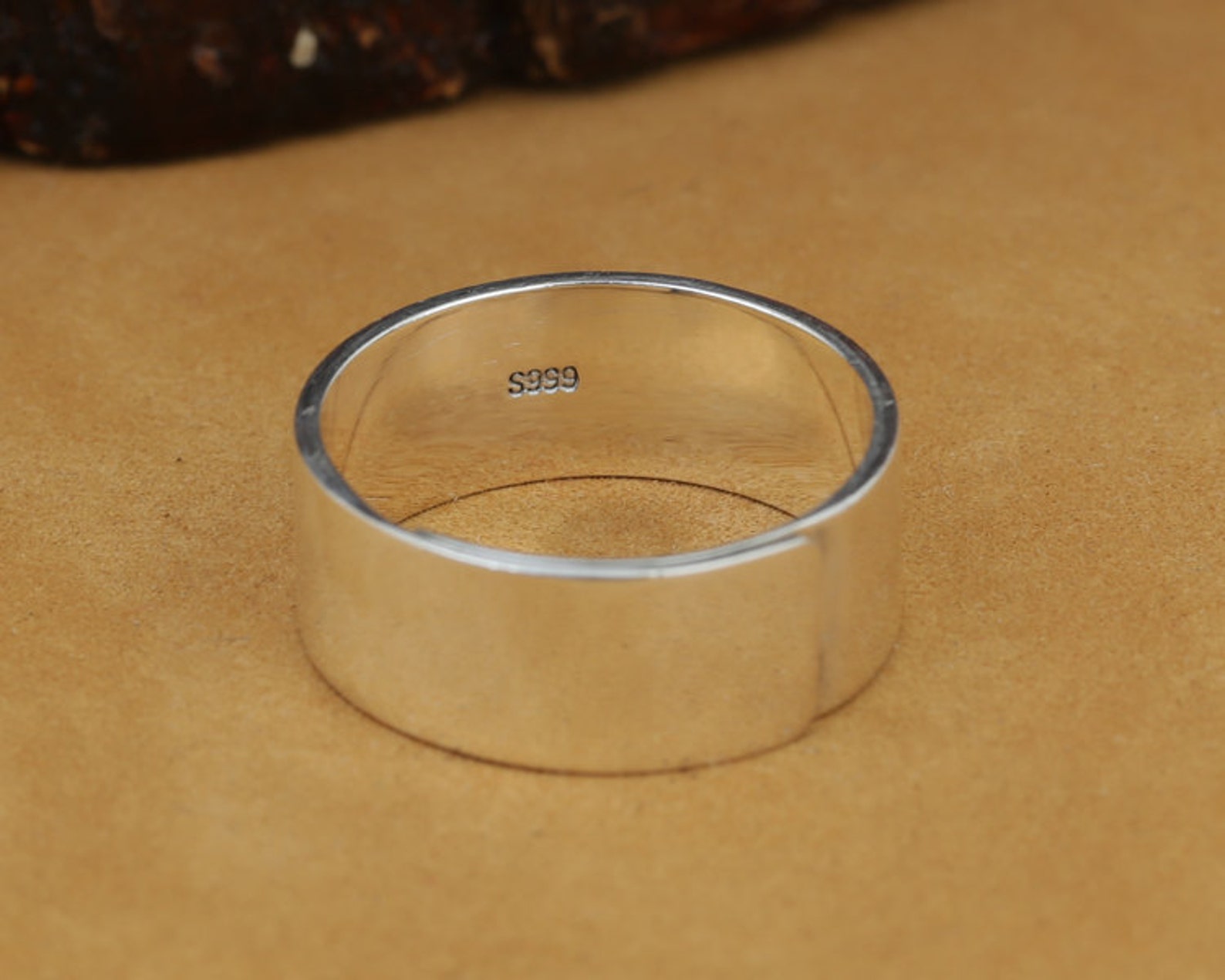 999 Silver Ring 999 Fine Silver 8mm Band Adjustable Ring High Etsy