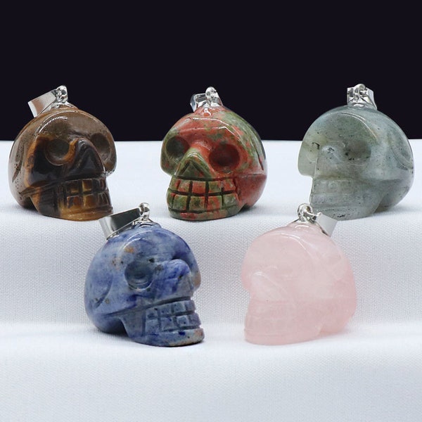 Crystal Skull Pendant Germstone Skull Figurine Pendant Skull Charms Jewelry Making For Gift Bulk Wholesale 3311
