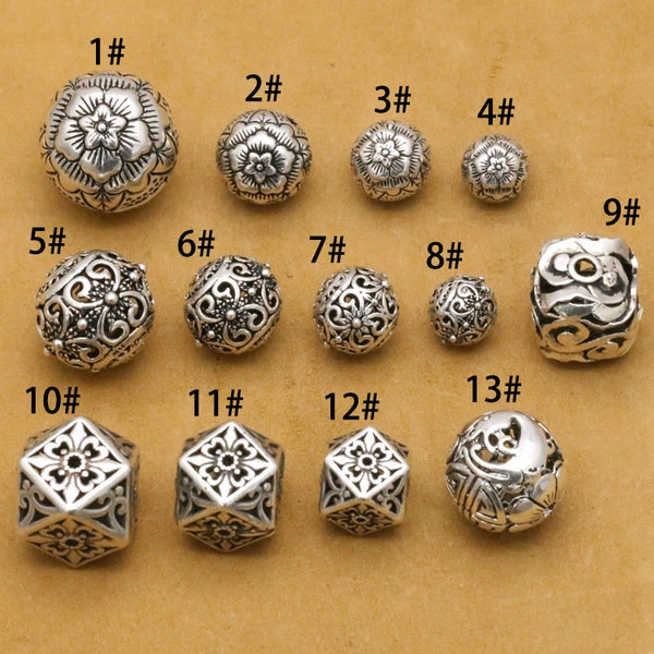 925 Sterling Silver Flower Bead Thai Sterling Silver Spacer Beads 10mm 12mm 14mm 20mm Beads Bulk wholesale Y134