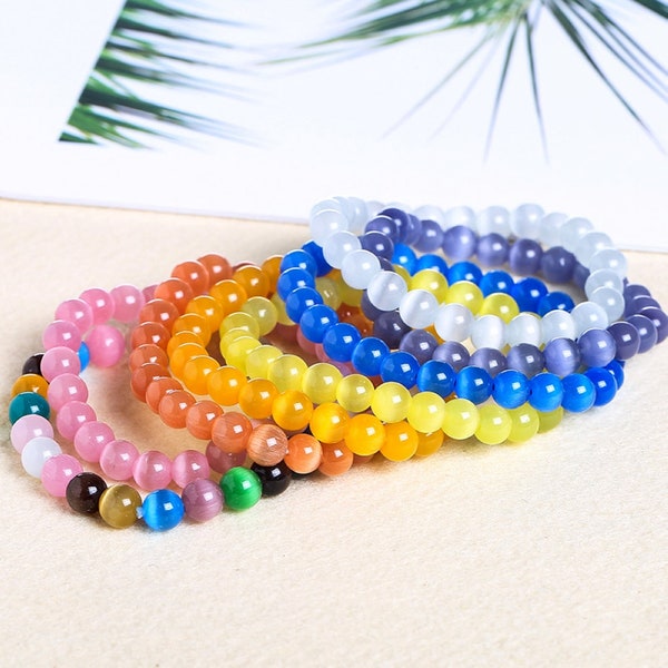Cat's Eye Bracelet Handmade Cat Eye Bracelet Cat Eye Beads Bracelet For Women / Men Healing Crystal Jewelry Stretch Bracelet Bulk 3150