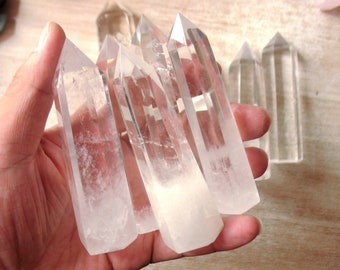 Set Of 10 Pcs Clear Quartz Tower Natural Clear Quartz Double Terminated Crystal Point Wholesale Bulk Gemtone Obelisk Wand