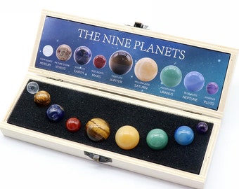 Crystal Planet The Nine Planets Crystal Sphere Gift Box Crystal Gemstone Sphere Ball Natural Crystals Specimen Rock Stones Collection 3058