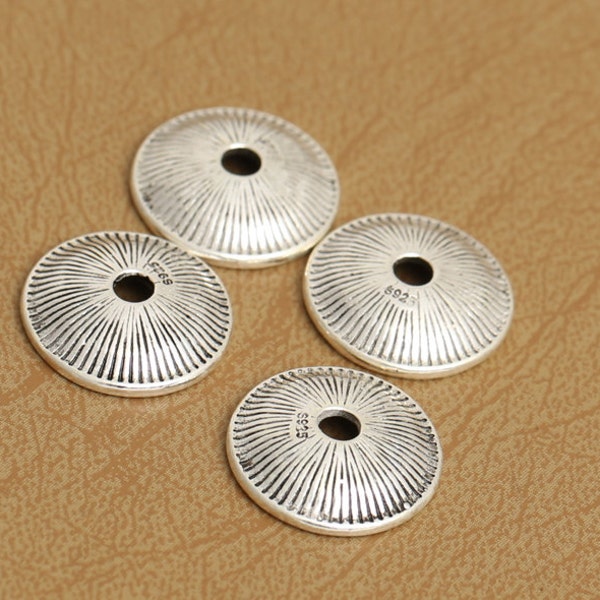 1 Pcs 925 Sterling Silver Big Bead Cap 15mm Hole 2mm 925 Silver Bead End Caps DIY Supply Wholesale Y100