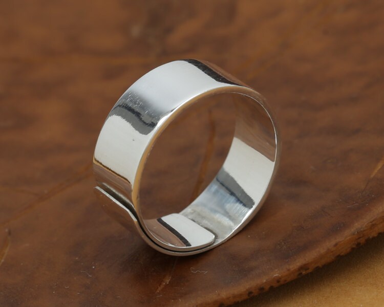 999 Silver Ring 999 Fine Silver 8mm Band Adjustable Ring High Etsy