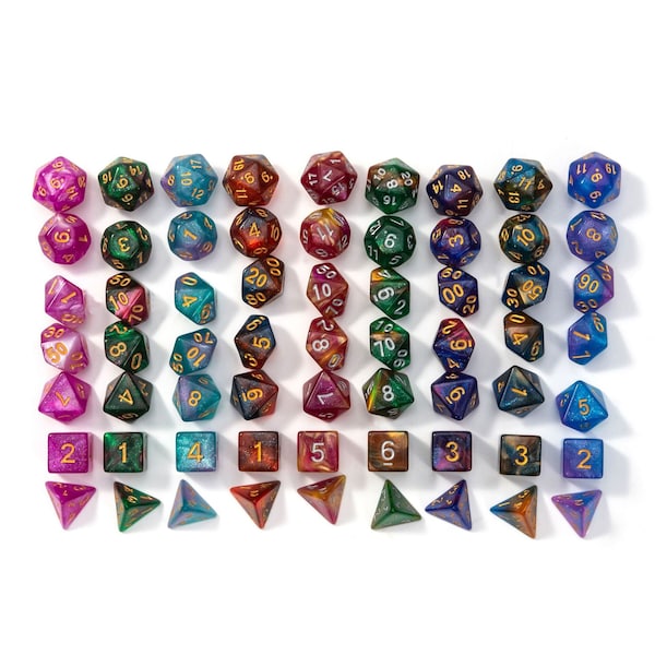 Starry Sky Dice Set 7 Polyhedral Dice Dungeons and Dragons DND Role Playing Dice RPG Two-Tone Resin Dice Set For Pathfinder Gifts 3590
