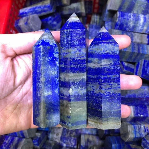 Lapis Lazuli Tower Natural Lapis Lazuli Crystal  Double Terminated Point Bulk Wholesale 1.2''-4.6'' Gemstone Obelisk Tower Healing Crystal