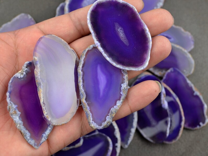 Natural Purple Agate Slice Undrilled No Hole Agate Slab Etsy