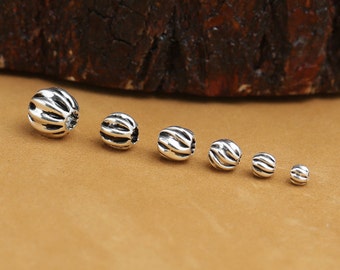 Set Of 5 925 Sterling Silver Pumpkin Beads High Quality Thai Silver Spacer Bead 3mm 4mm 5mm Beads Bracelet Necklace Beads Wholesale Y414