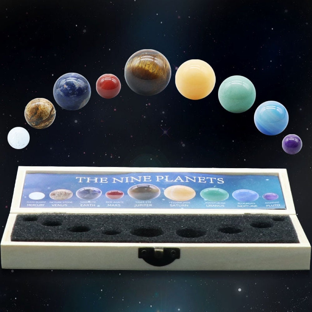 Nine Planets Of Solar System Natural Crystal Ball Rough Stone Set – Healing  Crystal Home