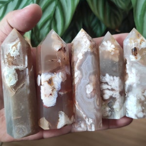 Cherry Blossom Agate Tower Natural Flower Agate Double Terminated Crystal Point Agate Tower Obelisk Point Wholesale Bulk Healing Crystal