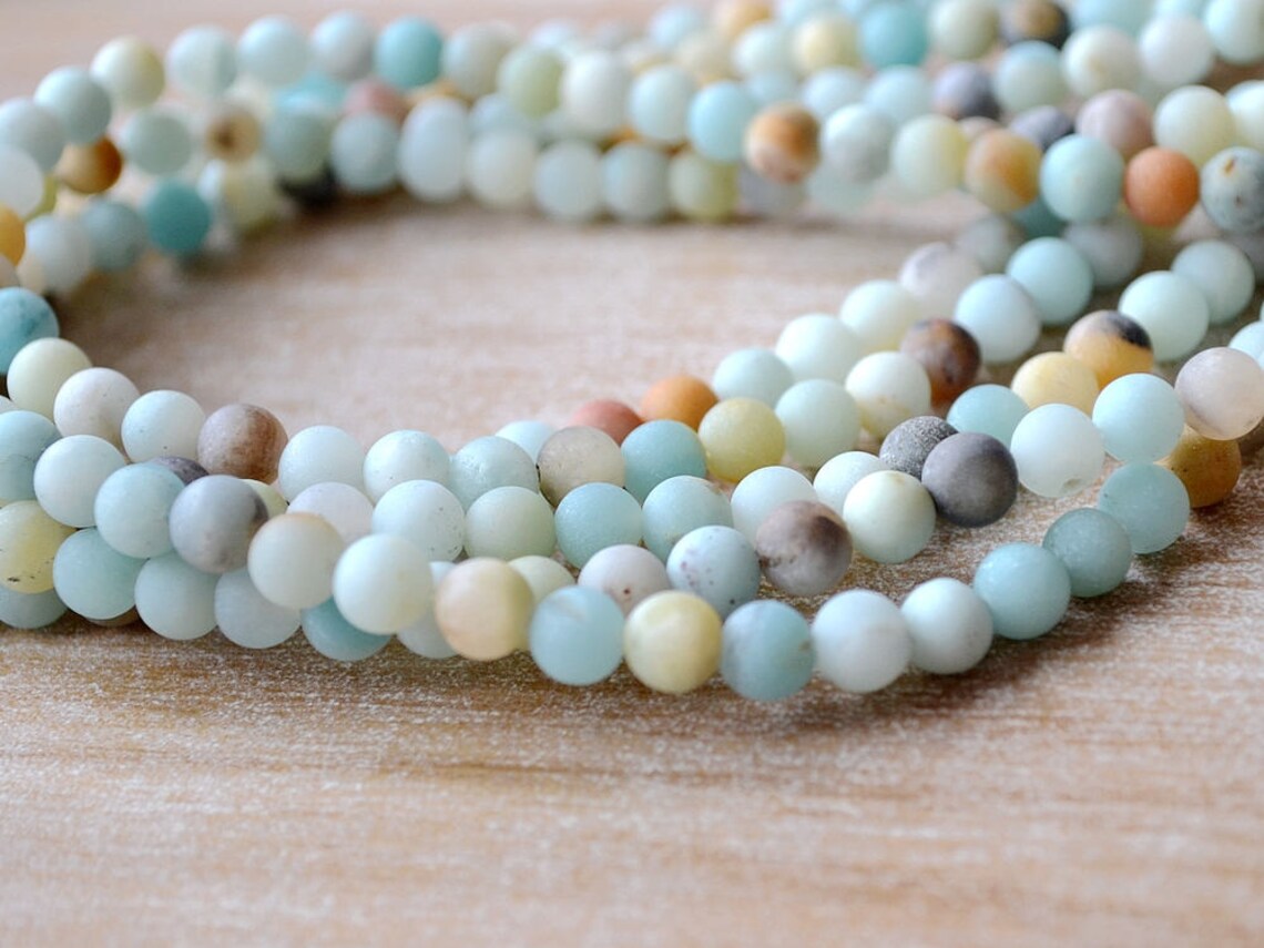 Natural Amazon Stone Beads Colorful Amazonium Matte Bead Bead Etsy