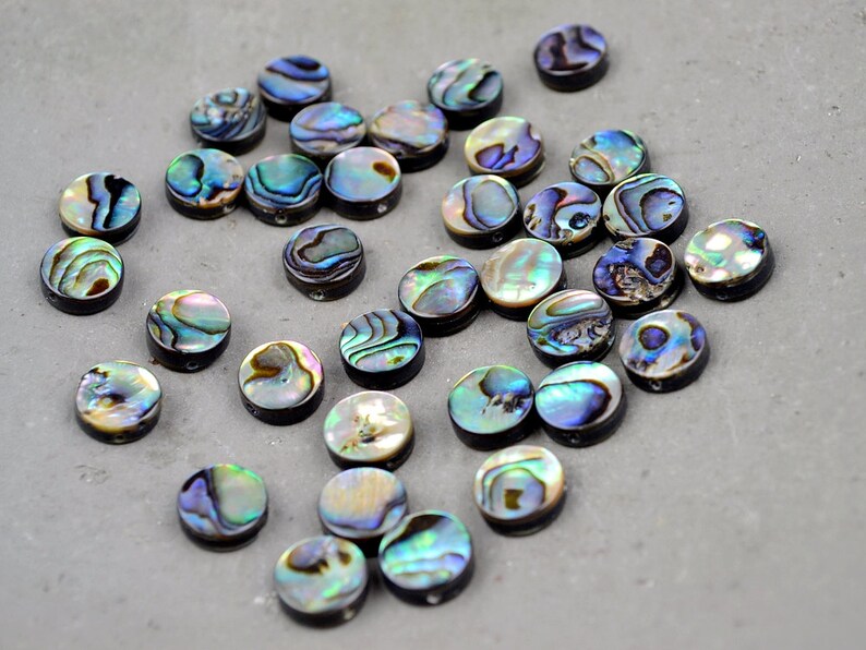 10 Piece Natural Abalone Shell Beads Dirlled Rainbow Paua Etsy