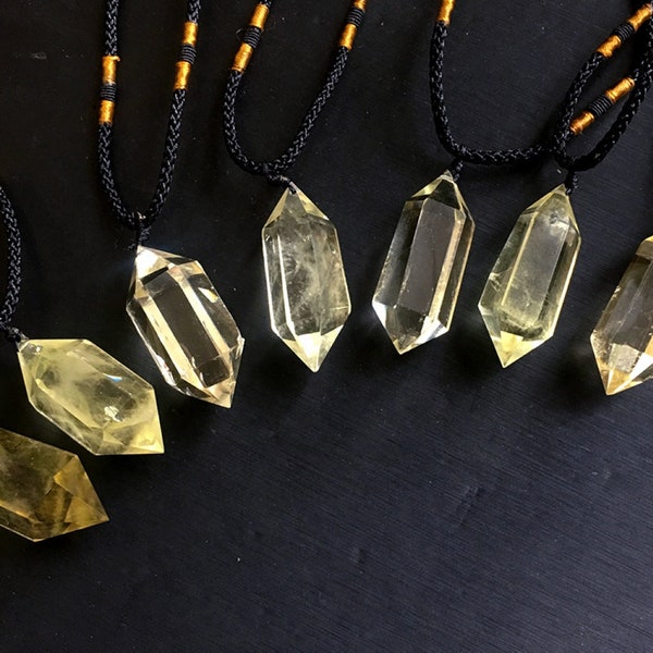 Citrine Pendant Necklace Natural Citrine Crystal Double Terminated Necklace Pendant Crystal Gifts Healing Crystal Bulk Wholesale 3200