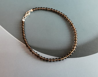 925 Silver Smoky Quartz Bracelet Malachite Bracelet Labradorite Bracelet Black Agate Bead Bracelet 2mm 3 mm Tiny Bracelet Bulk Wholesale