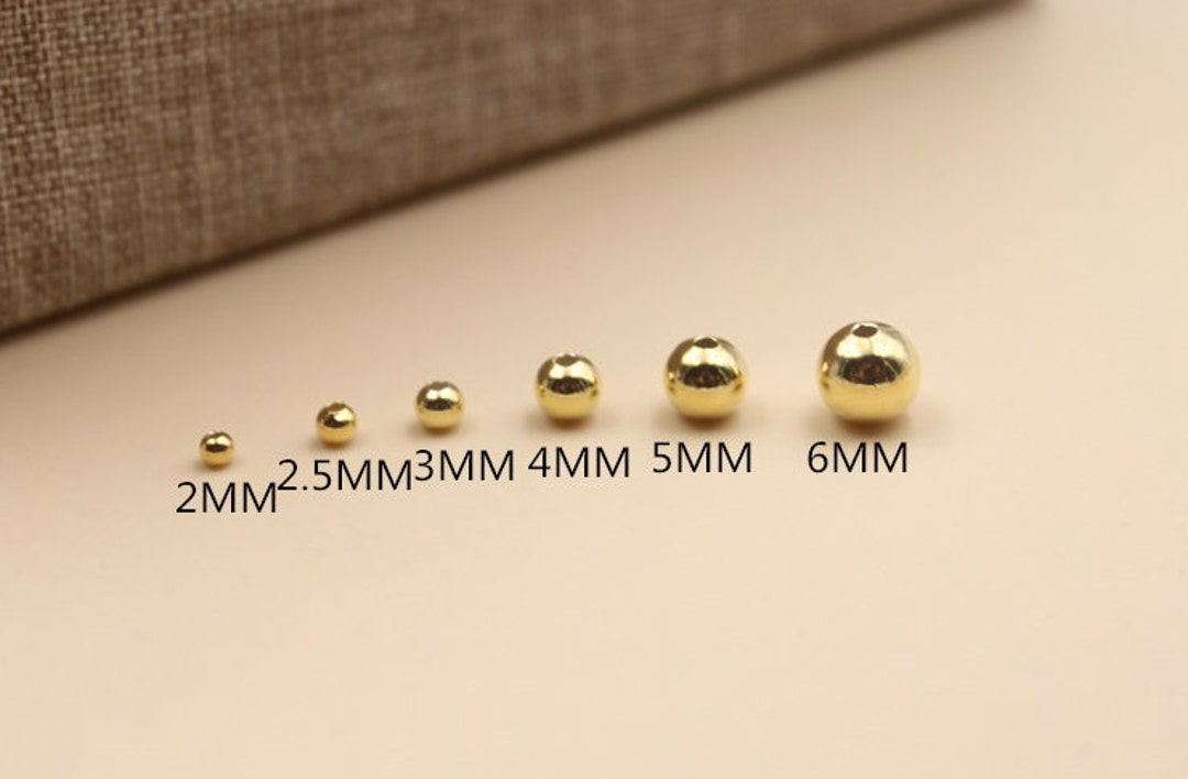 925 Sterling Silver Beads 24k Yellow Gold Plated Spacer Ball - Etsy