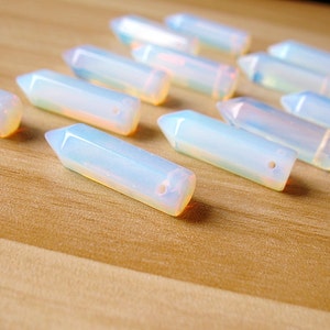 Crystal Point Pendant Assorted Crystal Point Beads Opalite Rose Quartz Agate Tiger's Eye Bullet Pendant Jewelry Making Bulk Wholesale 3456 image 3