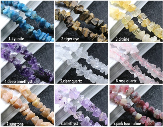 Raw Gemstone Crystal Beads Center Drilled Rough Stone Beads DIY