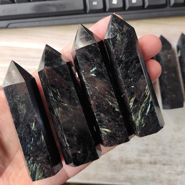 Astrophyllite Crystal Tower Natural Fireworks Stone Double Terminated Point Gemstone Tower Obelisk Bulk Wholesale Healing Crystal 3578