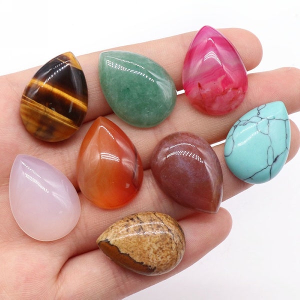 25×18mm Teardrop Crystal Cabochon Large Agate Pear Cabochons Stone Waterdrop Gemstone Cab Jewelry Making Bulk Wholesale 3240